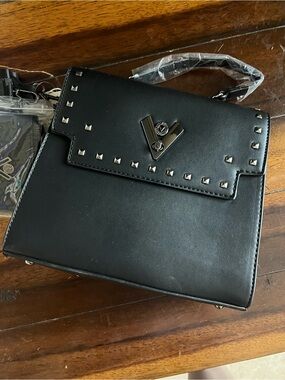 Valentino Orlandi Black Studded Top-Handle Satchel